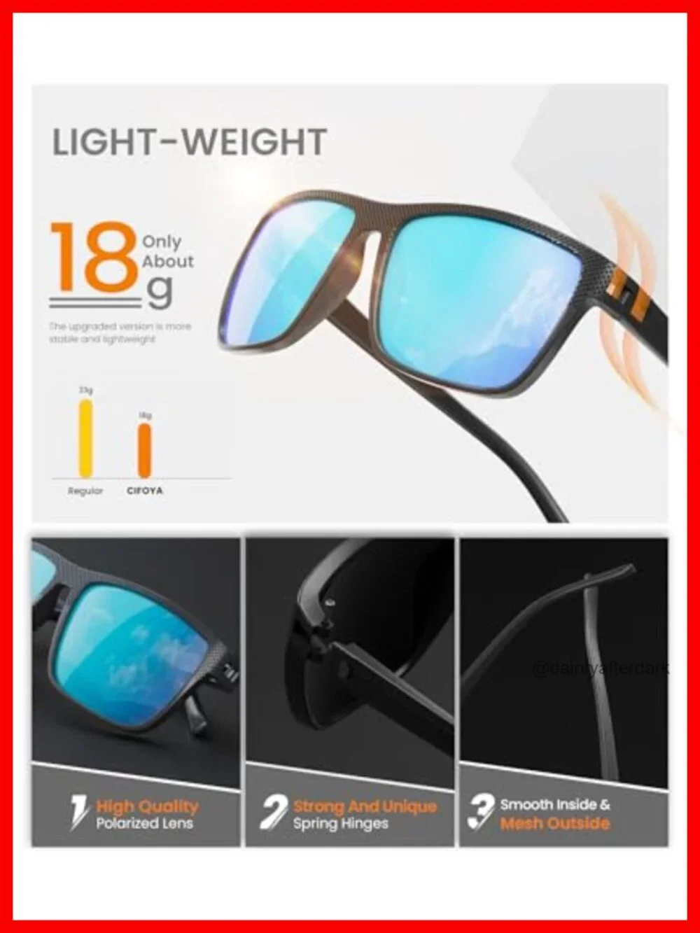 Polarized Square Sunglasses with UV Protection for Fishing Outdoor